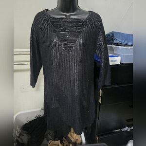 Romeo + Juliet Couture- black- 100% acrylic- 3/4 sleeve- sweater dress- sz Large